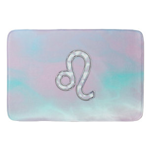 Leo Zodiac Sign in Mother of Pearl Style Print Bathroom Mat