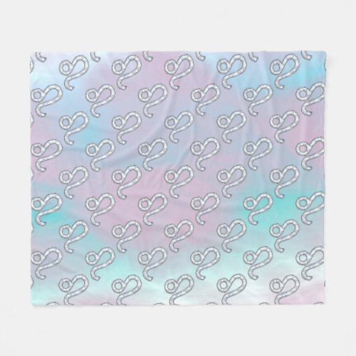 Leo Zodiac Sign in Mother of Pearl Style Print Fleece Blanket