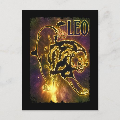 Leo Zodiac Sign Lion Birthday July August Postcard