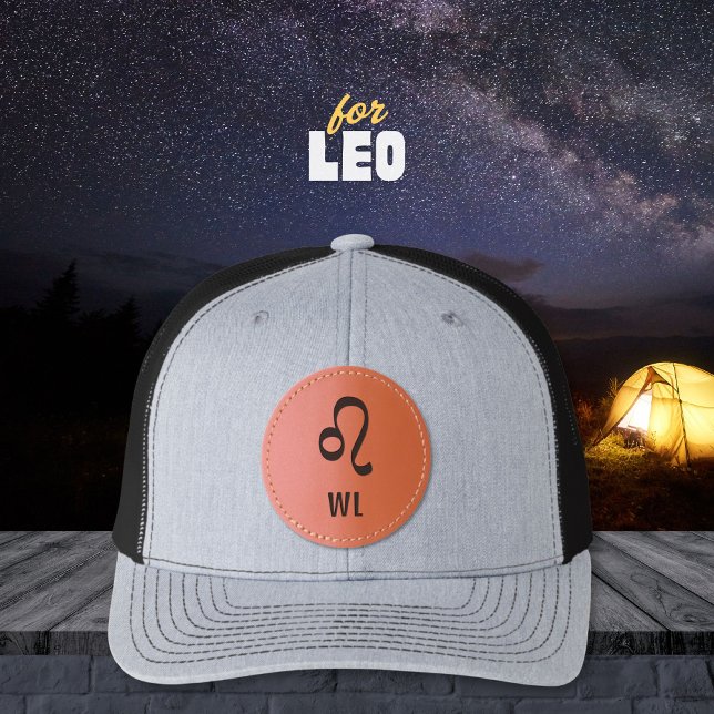 Leo Zodiac Sign Monogram Leather Patch Hat (Leo Zodiac Sign Monogram Leather Patch Hat ©Susanne Sachers - Sunny Wanderlust 🌞✈️)