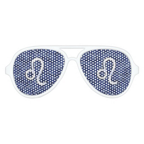 Leo Zodiac Sign on Blue Digital Camouflage Aviator Sunglasses