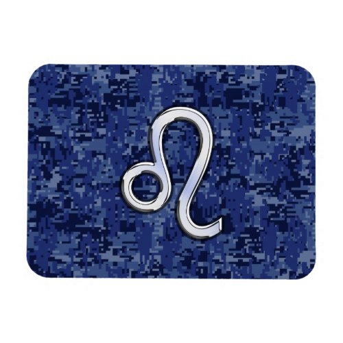 Leo Zodiac Sign on Blue Digital Camouflage Magnet