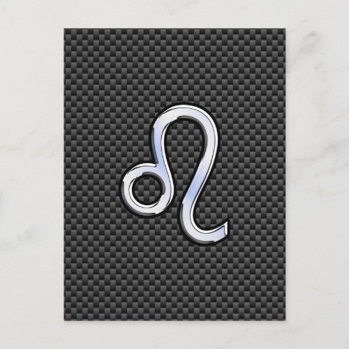 Leo Zodiac Sign on Charcoal Carbon Fiber Print Postcard