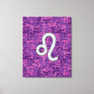 Leo Zodiac Sign on Fuchsia Digital Camouflage