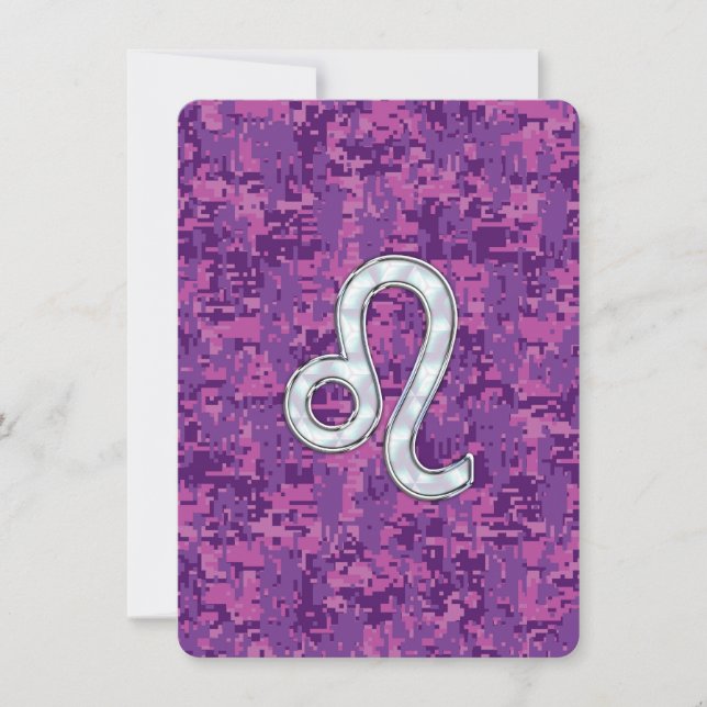 Leo Zodiac Sign on Fuchsia Digital Camouflage (Front)
