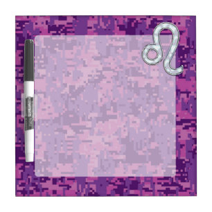 Leo Zodiac Sign on Fuchsia Digital Camouflage Dry Erase Board