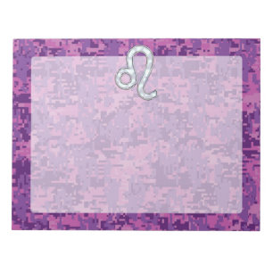 Leo Zodiac Sign on Fuchsia Digital Camouflage Notepad
