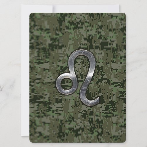 Leo Zodiac Sign on Green Digital Camo