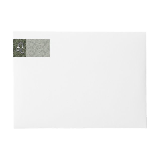 Leo Zodiac Sign on Green Digital Camo Wrap Around Label (Front)