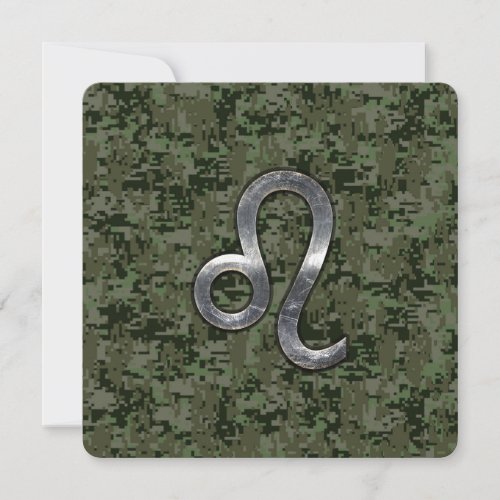 Leo Zodiac Sign on Green Digital Camouflage