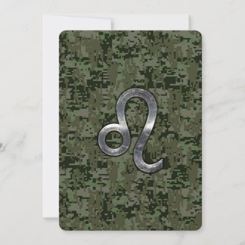 Leo Zodiac Sign on Green Digital Camouflage