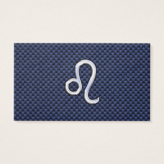Leo Zodiac Sign on Navy Blue Carbon Fiber Print (Front)