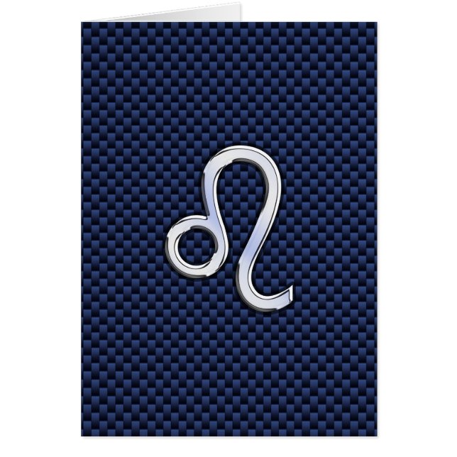 Leo Zodiac Sign on Navy Blue Carbon Fiber Print (Front)