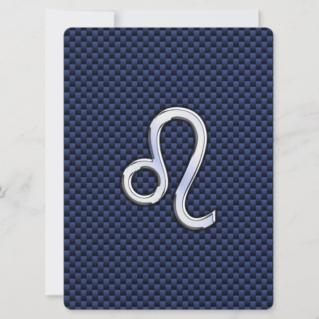 Leo Zodiac Sign on Navy Blue Carbon Fiber Print (Front)
