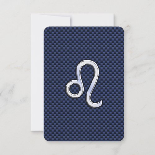 Leo Zodiac Sign on Navy Blue Carbon Fiber Print