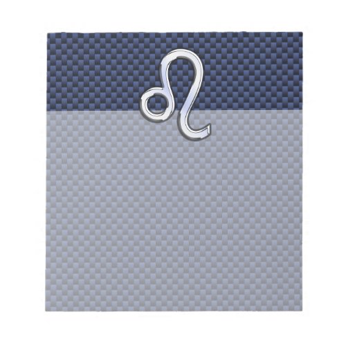 Leo Zodiac Sign on Navy Blue Carbon Fiber Print Notepad