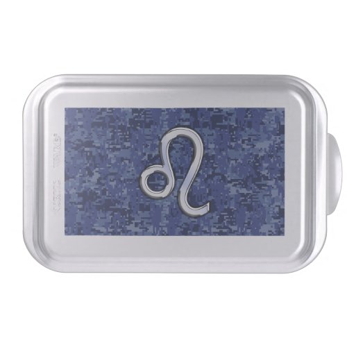 Leo Zodiac Sign on Navy Blue Digital Camouflage Cake Pan