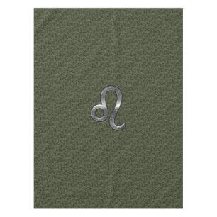 Leo Zodiac Sign on Olive Green Digital Camo Tablecloth