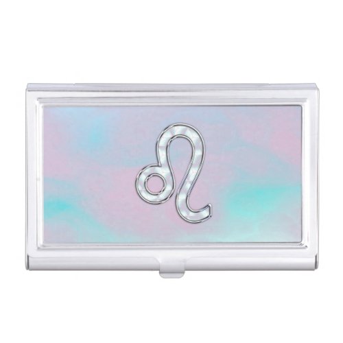 Leo Zodiac Sign on Pastels Nacre Style Print Business Card Case