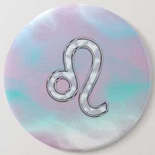 Leo Zodiac Sign on Pastels Nacre Style Print Button