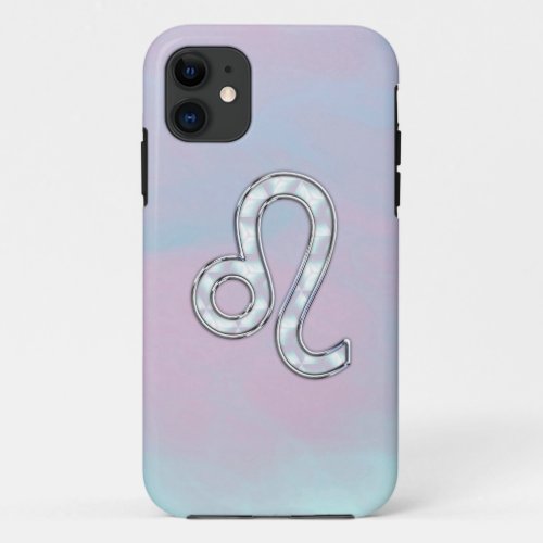 Leo Zodiac Sign on Pastels Nacre Style Print iPhone 11 Case