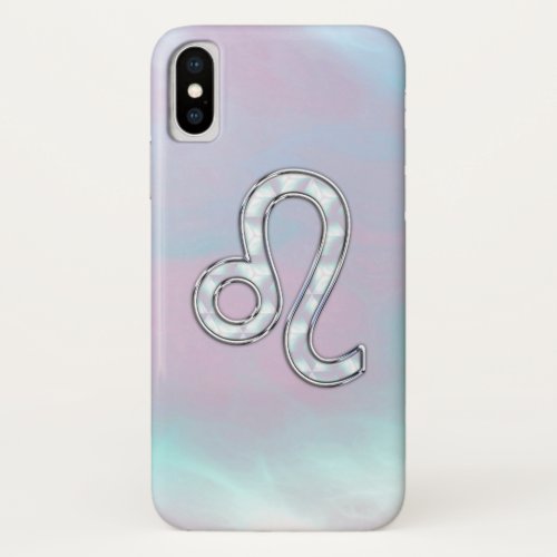 Leo Zodiac Sign on Pastels Nacre Style Print iPhone X Case