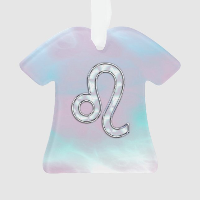 Leo Zodiac Sign on Pastels Nacre Style Print Ornament (Front)