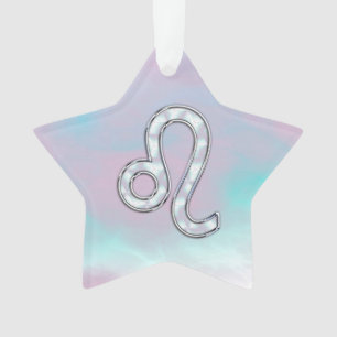 Leo Zodiac Sign on Pastels Nacre Style Print Ornament