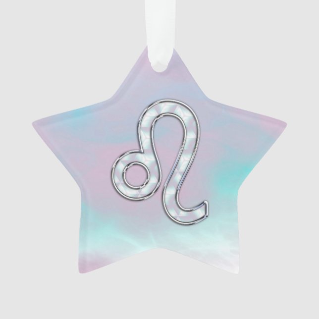Leo Zodiac Sign on Pastels Nacre Style Print Ornament (Front)
