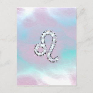 Leo Zodiac Sign on Pastels Nacre Style Print Postcard