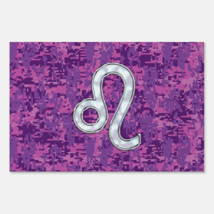 Leo Zodiac Sign on Pink Fuchsia Digital Camo