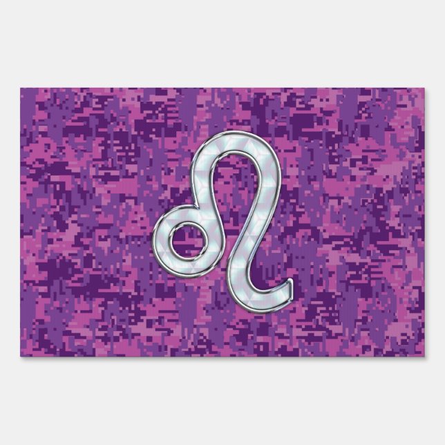 Leo Zodiac Sign on Pink Fuchsia Digital Camo (Front)