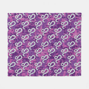 Leo Zodiac Sign on Pink Fuchsia Digital Camo Fleece Blanket