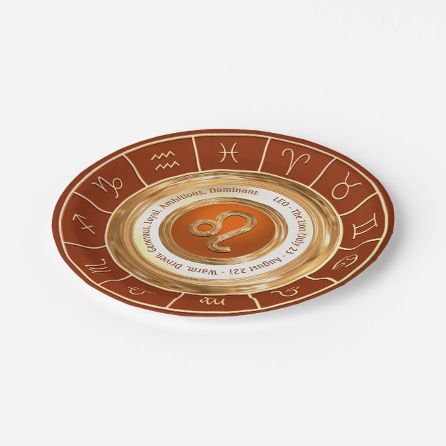 LEO Zodiac Sign Personality Traits Paper Plates (Angled)