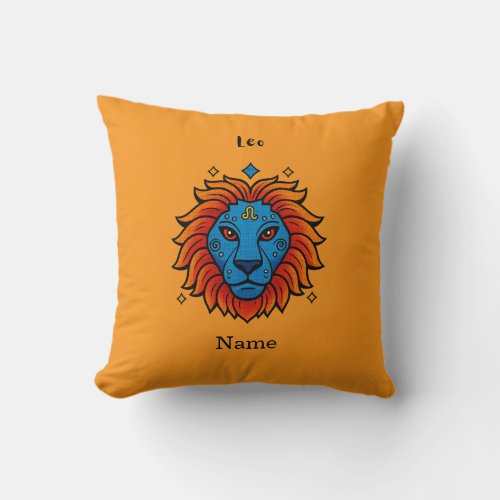Leo Zodiac Sign Pop Art - Retro Lion Illustration Throw Pillow