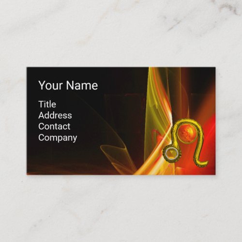 LEO ZODIAC SIGN  RED ORANGE FRACTAL WAVESSWIRLS BUSINESS CARD