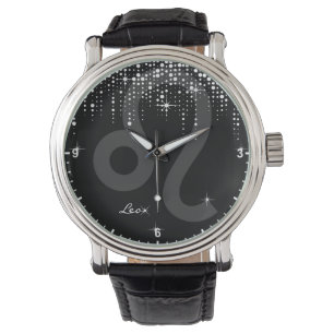 Leo Zodiac Sign Stunning Dripping Glitter Rain Watch