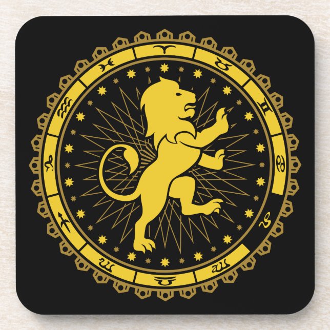 Leo - Zodiac Sign - Symbol - Horoscope Beverage Coaster (Front)
