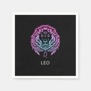 Leo Zodiac Sign The Lion Design Birthday Gift Napkins