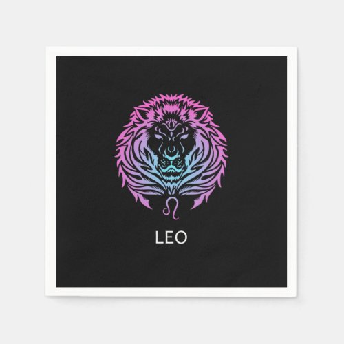 Leo Zodiac Sign The Lion Design Birthday Gift Napkins