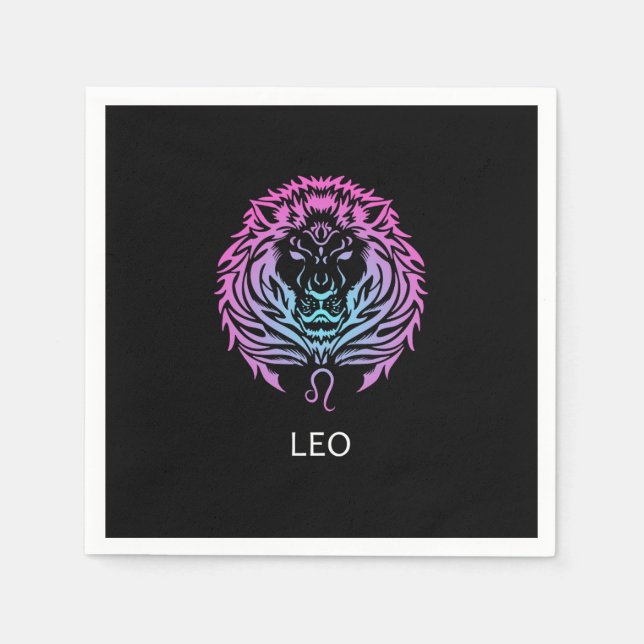 Leo Zodiac Sign The Lion Design Birthday Gift Napkins (Front)