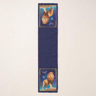 Leo Zodiac Sign Under a Starry Sky Scarf
