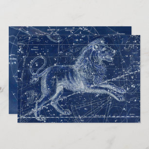 Leo Zodiac Sign Vintage Illustration Invitation