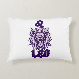 Leo Zodiac Sign Violet Cyber Mascot Accent Pillow