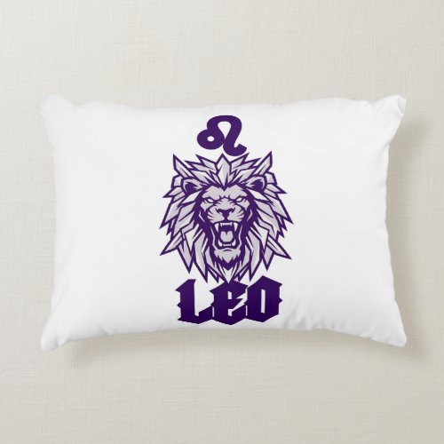 Leo Zodiac Sign Violet Cyber Mascot Accent Pillow