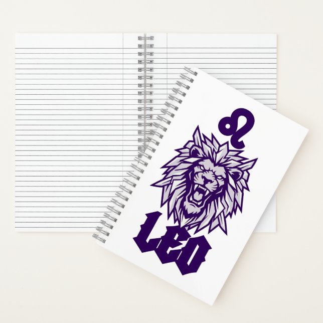 Leo Zodiac Sign Violet Cyber Mascot Notebook (Inside)