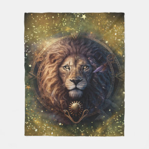 Leo Zodiac Sign Watercolor Design Fleece Blanket