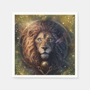 Leo Zodiac Sign Watercolor Design Napkins