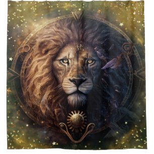 Leo Zodiac Sign Watercolor Design Shower Curtain
