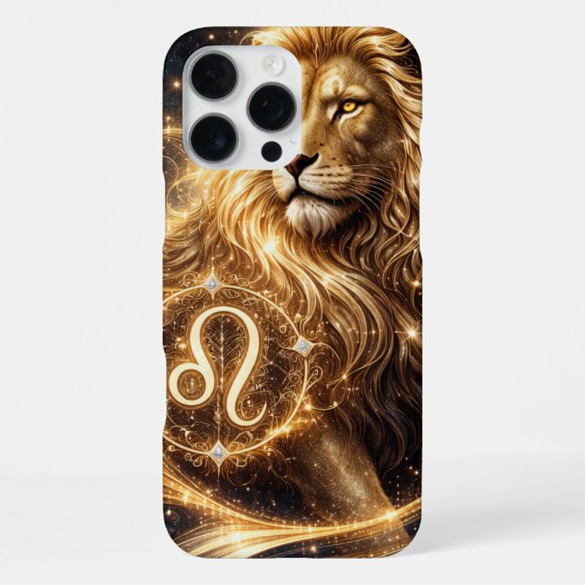 Leo Zodiac sign with golden majesty iPhone Case (Back)